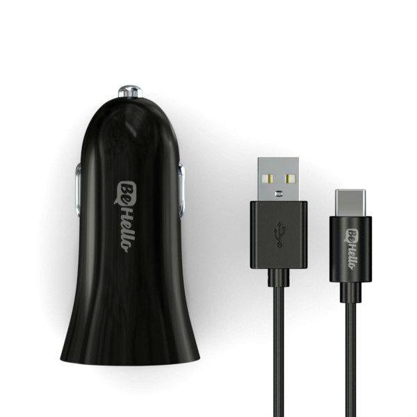 BeHello Car Charger QC 3.0 Plus USB-C Cable Black